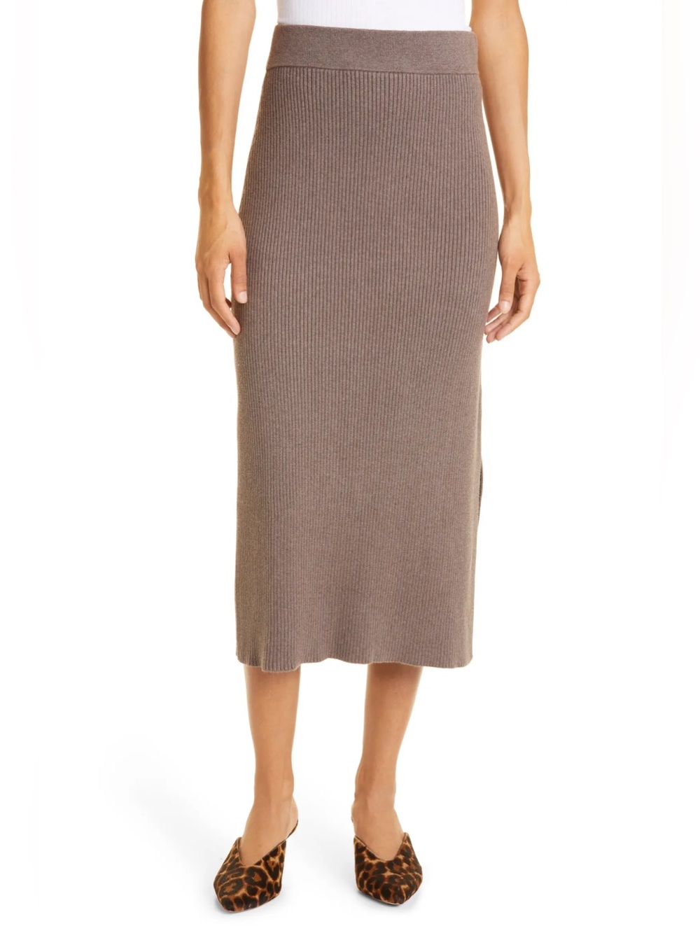 Rails Bettie Ribbed Cotton & Cashmere Skirt - Size M - Cocoa/Latte